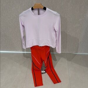 Old Navy Girls Red and Purple High Waist Leggings & Top Activewear Set Medium 8